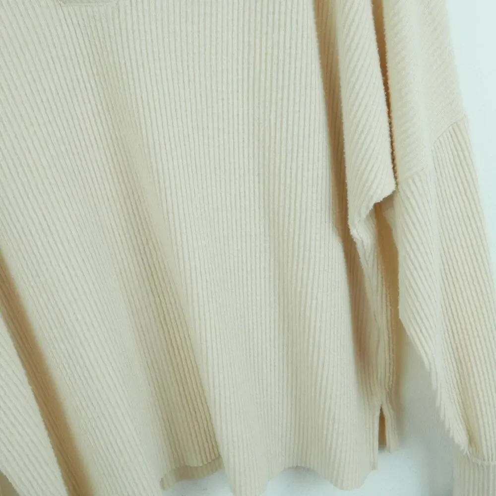 Nation LTD Scout Easy Collared‎ Henley Top Large Cream Minimal Relaxed Classic